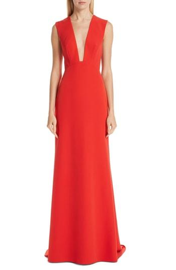 Women's Monique Lhuillier Tie Back A-line Gown - Red