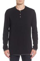Men's Velvet By Graham & Spencer Contrast Trim Long Sleeve Henley - Black