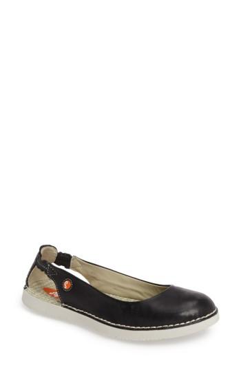 Women's Softinos By Fly London Tor Ballerina Flat .5-6us / 36eu - Black