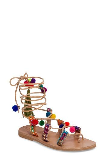 Women's Mabu By Maria Bk Ida Wraparound Pom Sandal