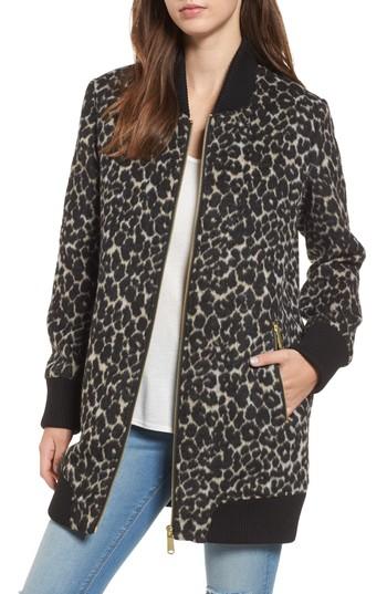 Women's Sam Edelman Leopard Print Longline Bomber Jacket