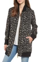 Women's Sam Edelman Leopard Print Longline Bomber Jacket