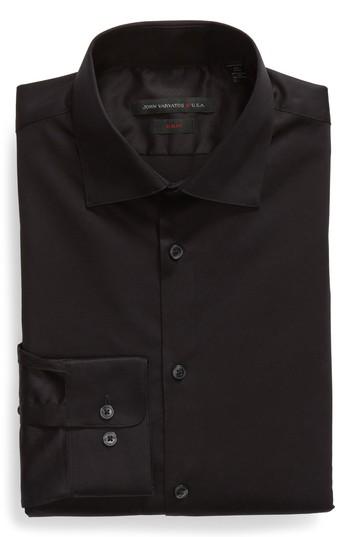 Men's John Varvatos Star Usa Red Label Slim Fit Stretch Solid Dress Shirt R - Black