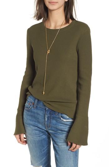 Women's Madewell Ruffle Cuff Ribbed Top - Green
