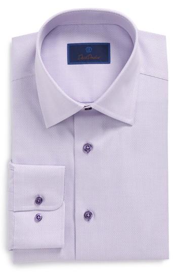 Men's David Donahue Regular Fit Solid Dress Shirt .5 - 34/35 - Purple
