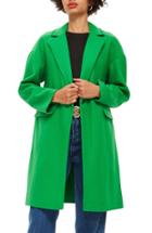 Women's Topshop Lily Knit Back Midi Coat Us (fits Like 2-4) - Green