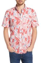 Men's Vineyard Vines Flowers & Leaves Classic Fit Print Short Sleeve Sport Shirt - Red