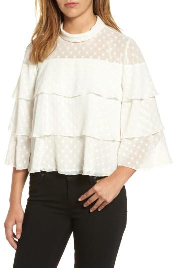 Women's Halogen Ruffle Tiered Blouse, Size - Ivory