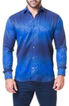 Men's Maceoo Fibonacci Paisley Trim Fit Sport Shirt (s) - Blue