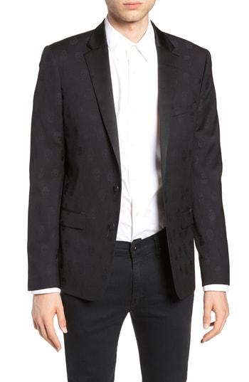 Men's The Kooples Slim Fit Jacquard Wool Dinner Jacket Us / 50 Eu - Black