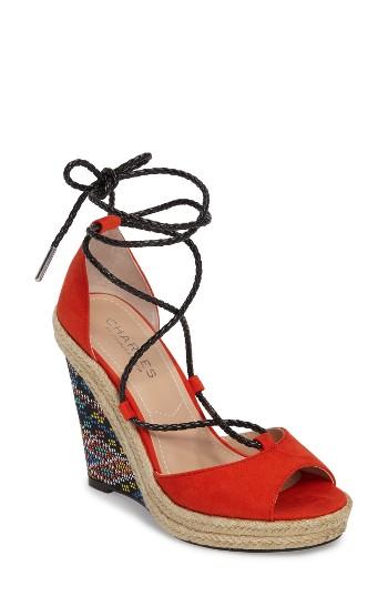 Women's Charles By Charles David Boston Platform Wedge Sandal M - Red