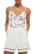 Women's Topshop Embroidered Lace Bodysuit Us (fits Like 2-4) - Ivory