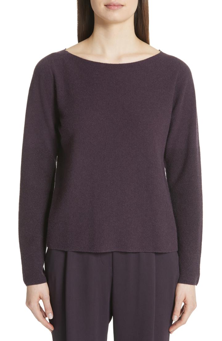 Women's Fabiana Filippi Metallic Sleeve Merino Wool, Silk & Cashmere Sweater Us / 42 It - Purple
