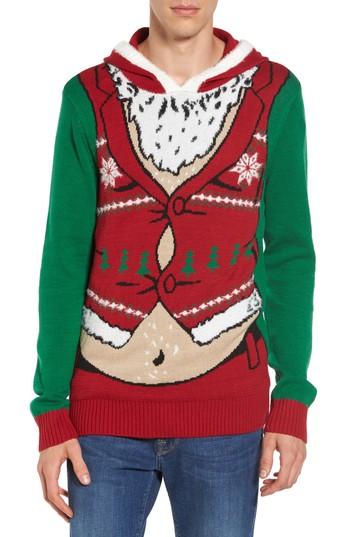 Men's The Rail Santa Hoodie Sweater - Green