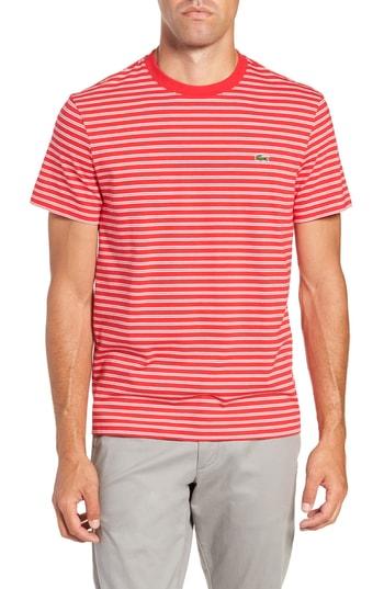 Men's Lacoste Regular Fit Stripe Jersey T-shirt (s) - Red