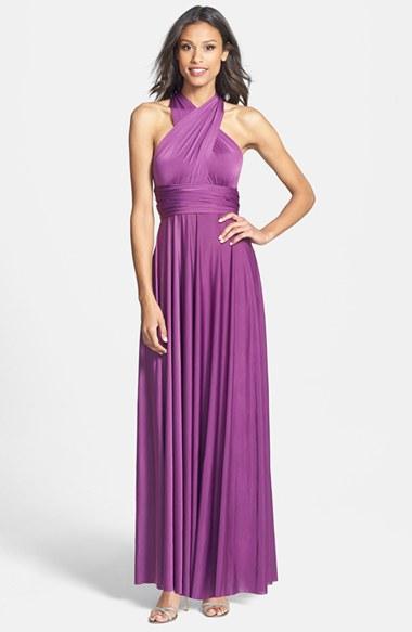Women's Dessy Collection Convertible Wrap Tie Surplice Jersey Gown - Purple