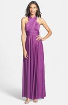 Women's Dessy Collection Convertible Wrap Tie Surplice Jersey Gown - Purple