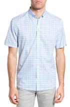 Men's Zachary Prell Kin Trim Fit Grid Plaid Sport Shirt, Size - Blue