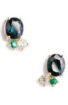 Women's Mociun Sapphire, Diamond & Emerald Earrings