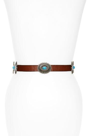 Women's Treasure & Bond Concho Leather Belt - Brown Saddle