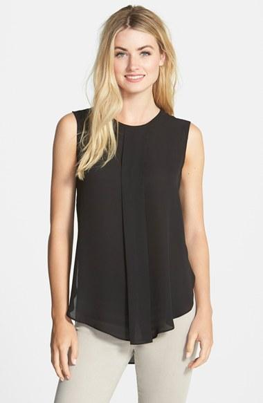 Women's Vince Camuto Center Pleat Sleeveless Blouse - Black