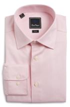 Men's David Donahue Trim Fit Houndstooth Dress Shirt 32/33 - Pink