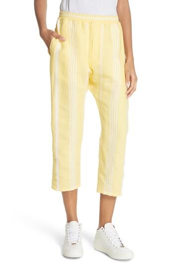 Women's Paradised Stripe Cotton Beach Pants - Yellow
