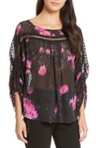 Women's Tracy Reese Floral Silk Blouse - Black