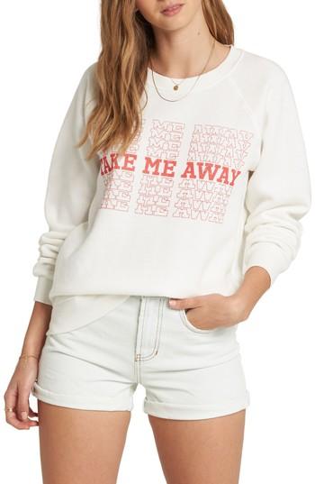 Women's Billabong Take Me Away Graphic Crop Sweatshirt - White