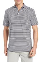 Men's Peter Millar Stripe Stretch Jersey Performance Polo - Black