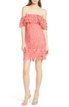 Women's Astr The Label Off The Shoulder Lace Minidress - Coral