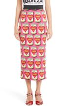 Women's Dolce & Gabbana Can Print Silk Blend Charmeuse Pencil Skirt Us / 44 It - Pink