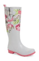 Women's Joules 'welly' Print Rain Boot M - Metallic