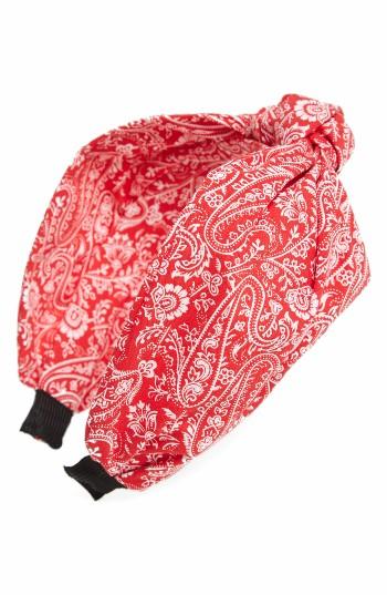Tasha Paisley Turban Knot Headband, Size - Red