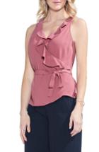 Women's Vince Camuto Wrap Front Ruffle Neck Blouse - Pink