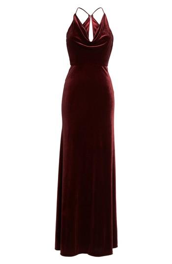 Women's Jenny Yoo Sullivan Velvet Cowl Neck Gown - Burgundy