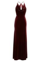 Women's Jenny Yoo Sullivan Velvet Cowl Neck Gown - Burgundy