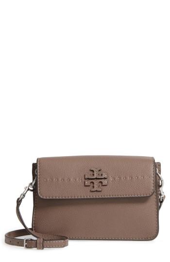 Tory Burch Mcgraw Leather Shoulder Bag - Grey