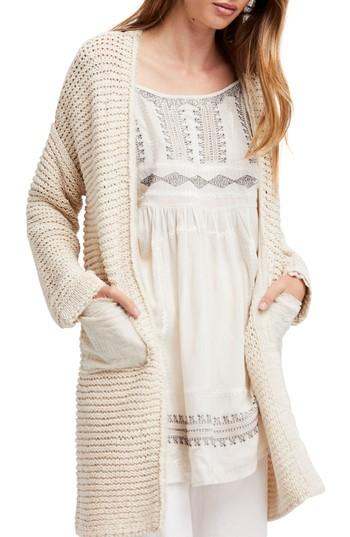 Women's Free People Woodstock Longline Cardigan, Size - Ivory
