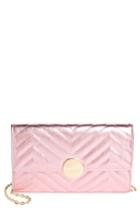 Street Level Quilted Faux Leather Wallet On A Chain - Pink