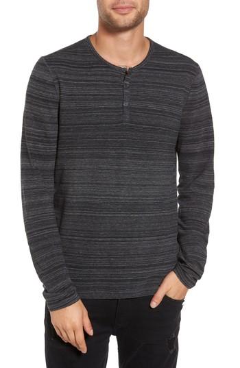 Men's John Varvatos Star Usa Vertical Pickstitch Henley - Black