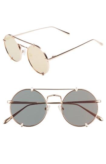 Women's Bonnie Clide Pico 51mm Round Browbar Sunglasses - Palace Gold
