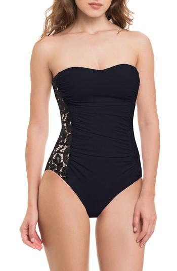 Women's Profile By Gottex Allure Bandeau One-piece Swimsuit - Black