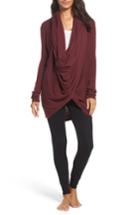 Women's Nordstrom Lingerie Long Wrap Cardigan - Burgundy