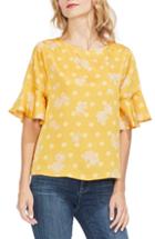 Women's Vince Camuto Paisley Elbow Sleeve Top, Size - Yellow