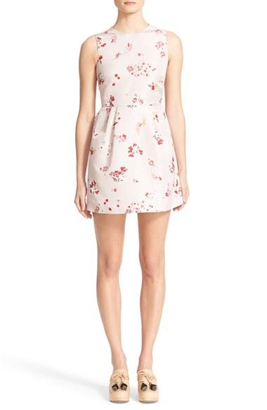 Women's Red Valentino Flower Bouquet Print Faille Dress