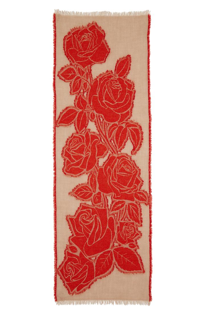 Women's Tricot Comme Des Garcons Rose Jacquard Wool Blend Scarf, Size - Red