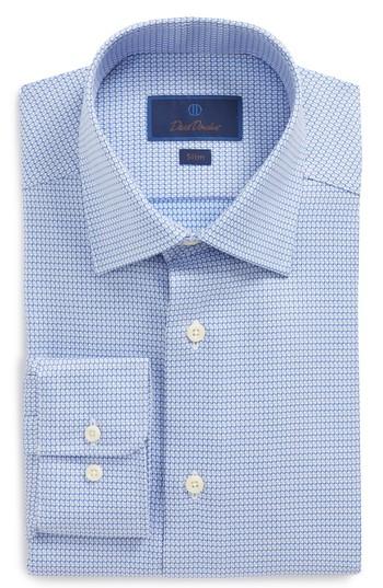 Men's David Donahue Slim Fit Geometric Dress Shirt .5 - 32/33 - Blue