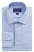 Men's David Donahue Slim Fit Geometric Dress Shirt .5 - 32/33 - Blue