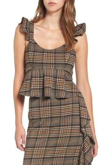 Women's Leith Plaid Crop Top, Size - Brown